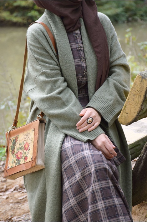 Uzun Triko Hırka Yeşil