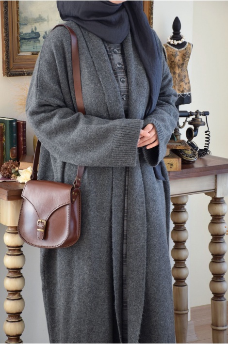 Uzun Triko Hırka Antrasit