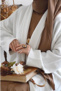 Uzun Triko Hırka Krem