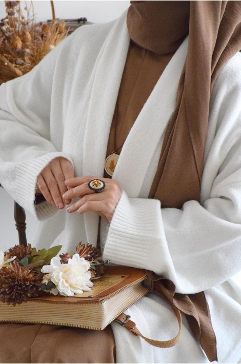 Uzun Triko Hırka Krem