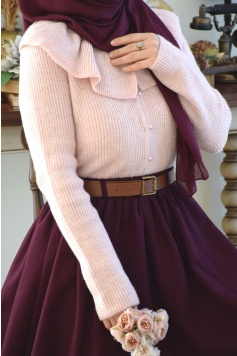 Yakası Volanlı Hırka