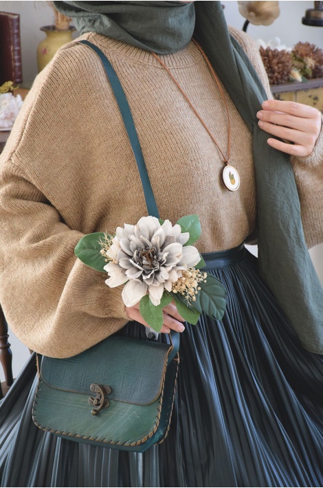 Piliseli Deri Etek Zümrüt