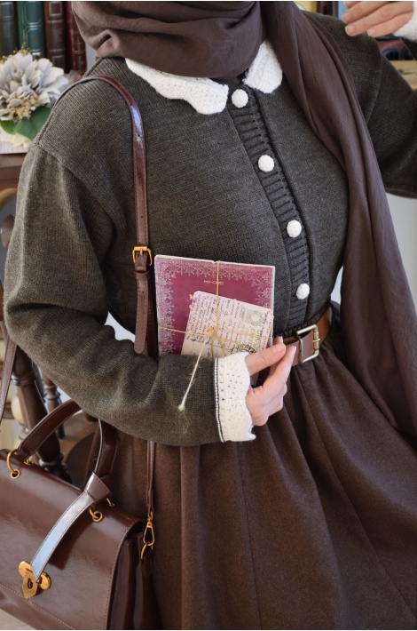 Bebe Yakalı Triko Hırka Dark Kahve