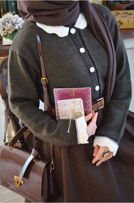 Bebe Yakalı Triko Hırka Dark Kahve