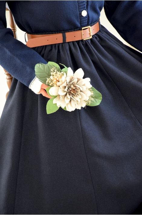 Kalın Kemerli Parçalı Yün Lacivert