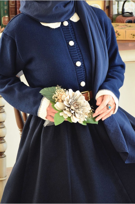 Bebe Yakalı Triko Hırka Lacivert