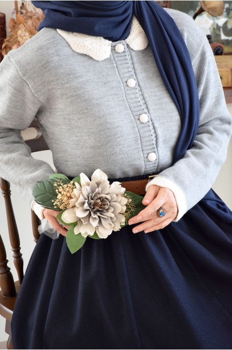 Bebe Yakalı Triko Hırka Gri