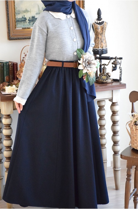 Bebe Yakalı Triko Hırka Gri