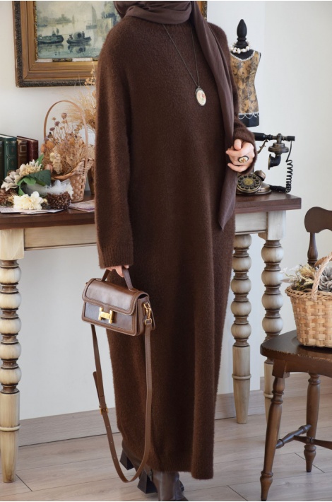 Angora Elbise Kahverengi