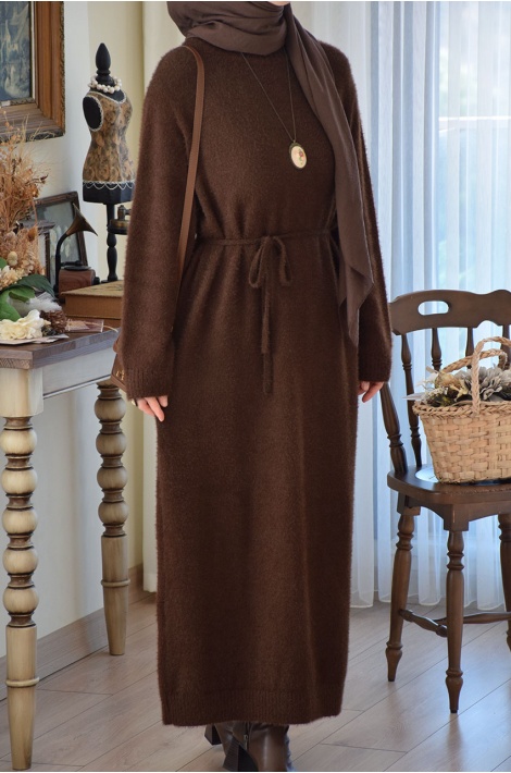 Angora Elbise Kahverengi