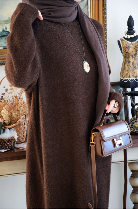 Angora Elbise Kahverengi