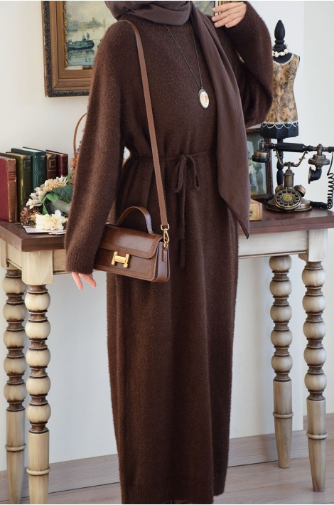 Angora Elbise Kahverengi