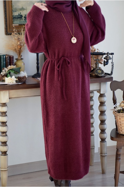 Angora Elbise Bordo