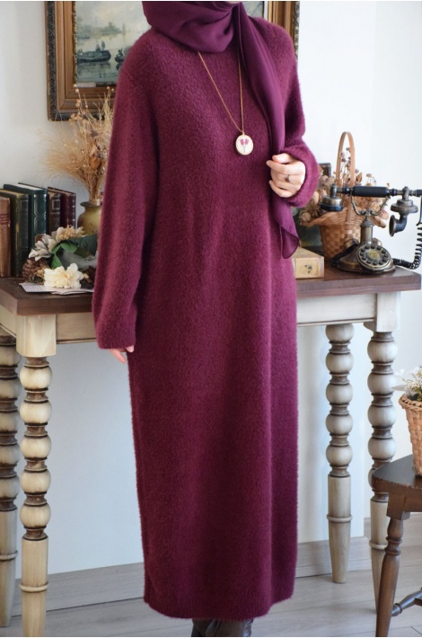 Angora Elbise Bordo