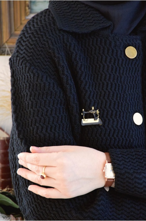 Kalın Örme Triko Hırka Siyah