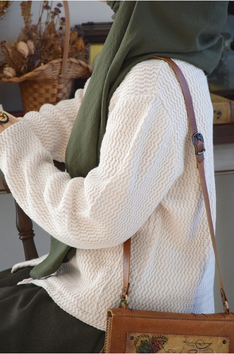 Kalın Örme Triko Hırka Krem