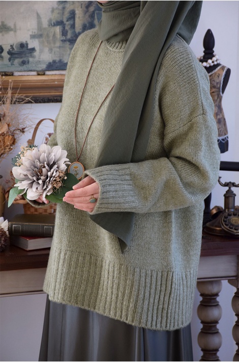 Oversize Triko Kazak Yeşil