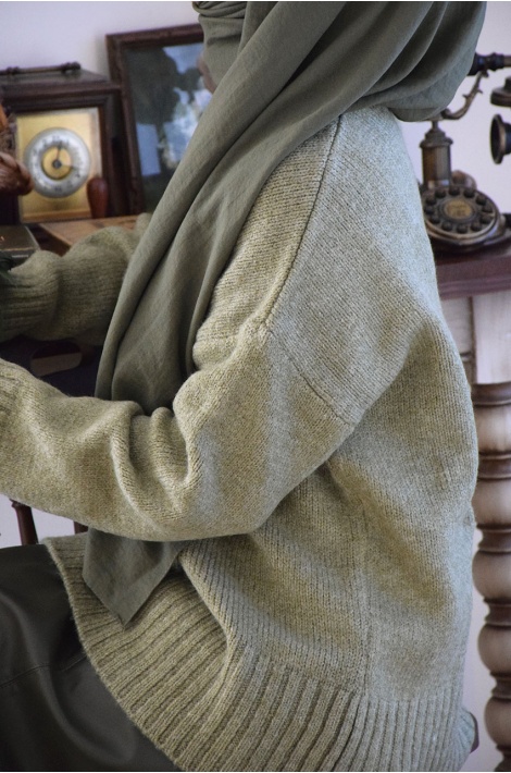 Oversize Triko Kazak Yeşil