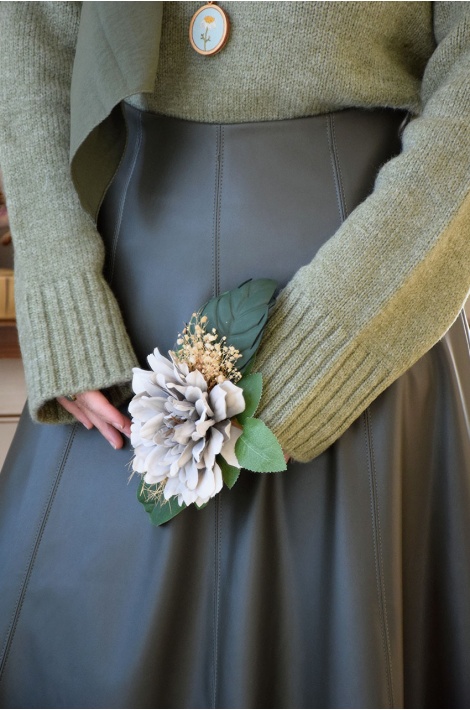 A Kesim Deri Etek Haki