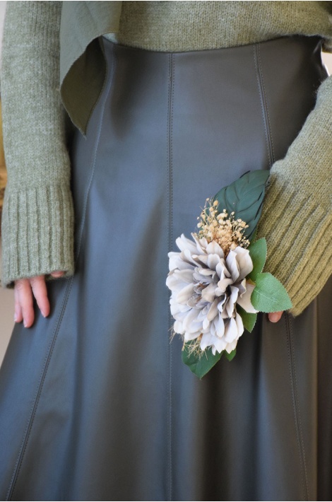 A Kesim Deri Etek Haki