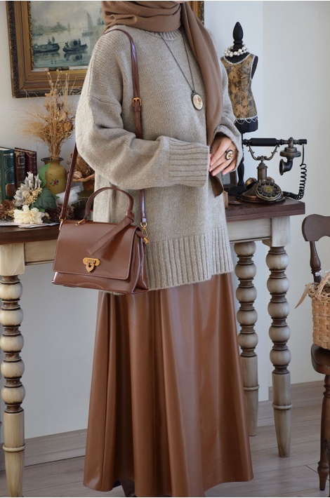 Oversize Triko Kazak Açık Vizon