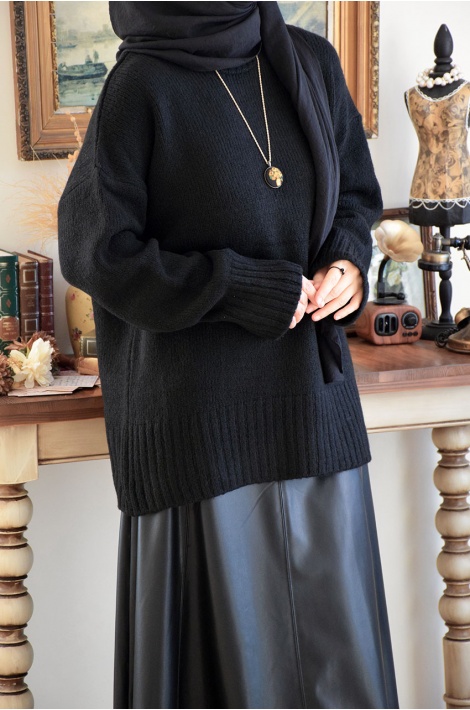 Oversize Triko Kazak Siyah