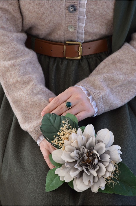 Fırfır Detaylı Triko Hırka Bej Rengi