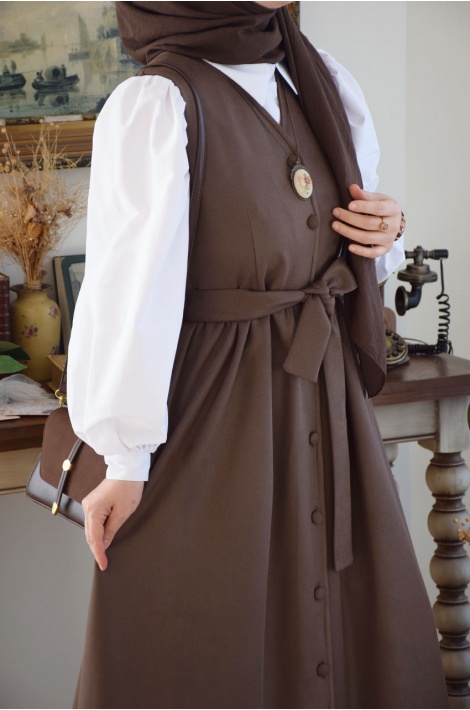 Düğmeli Jile Kahverengi