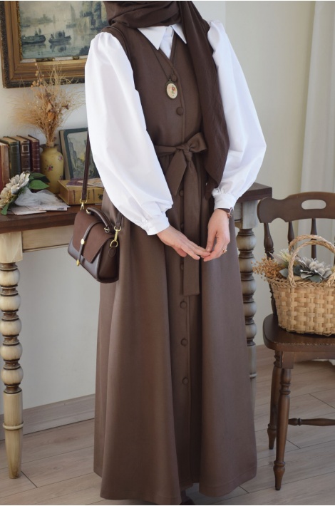 Düğmeli Jile Kahverengi