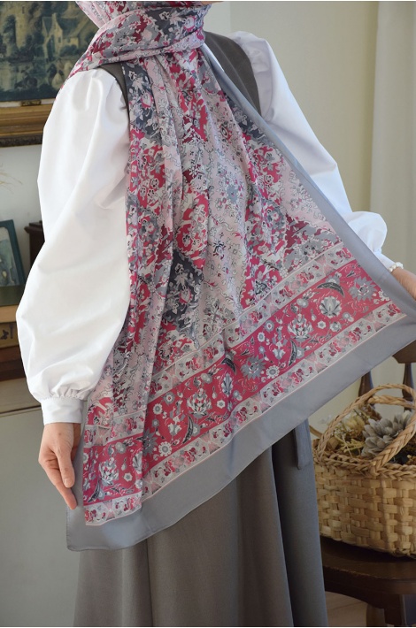 Vual Şal Gri-Pembeli