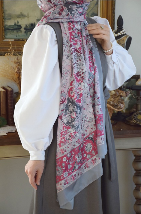 Vual Şal Gri-Pembeli