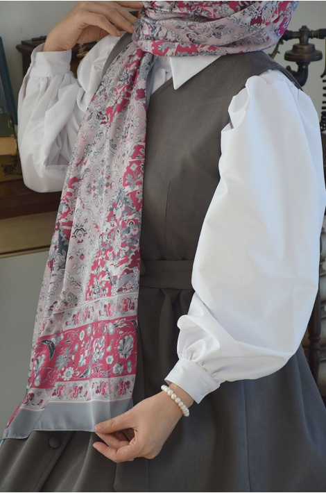 Vual Şal Gri-Pembeli