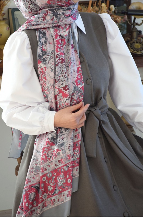 Vual Şal Gri-Pembeli