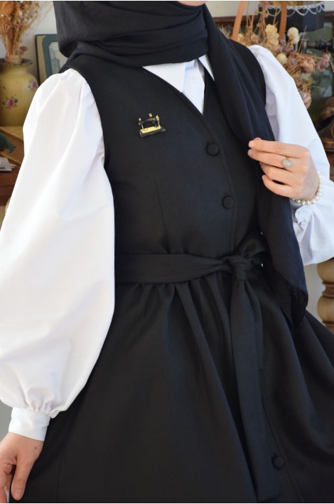 Düğmeli Jile Siyah