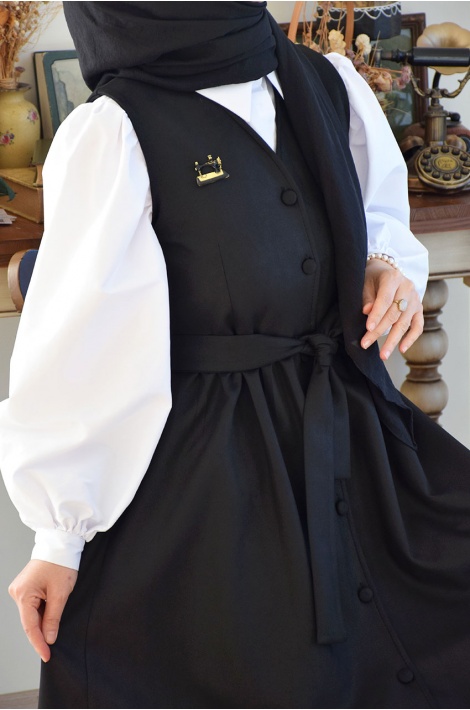 Düğmeli Jile Siyah
