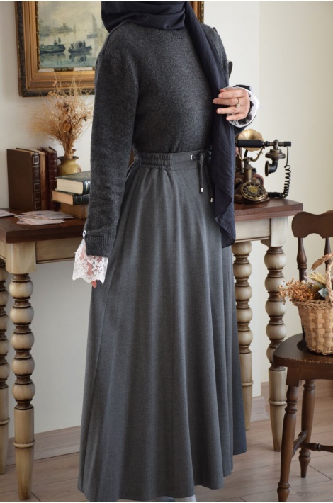 Pamuklu Etek Gri Renk
