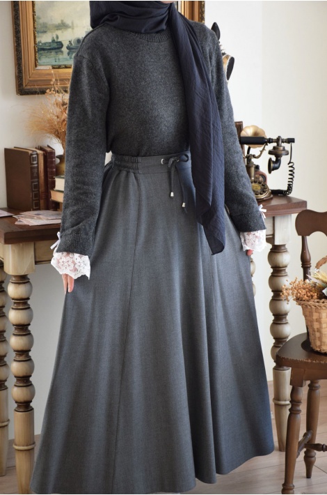 Pamuklu Etek Gri Renk