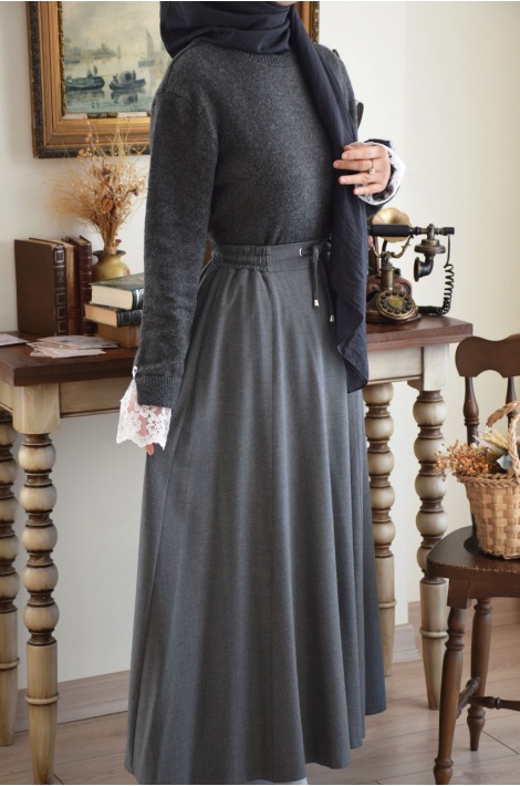 Pamuklu Etek Gri Renk