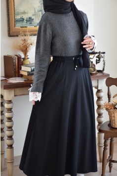 Pamuklu Etek Siyah Renk