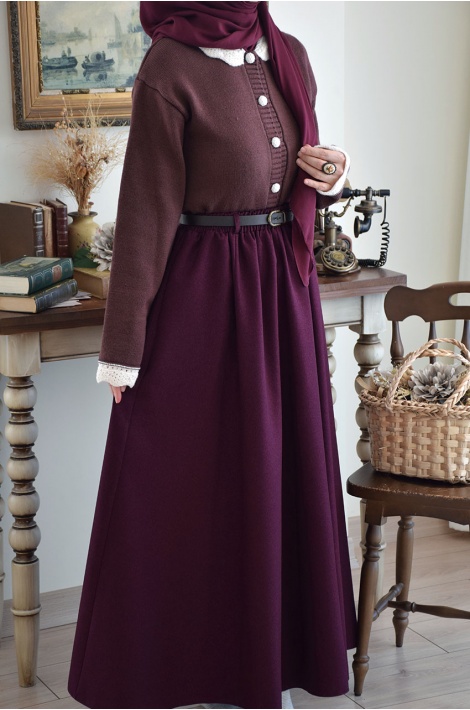 Kemerli Etek Mürdüm Rengi