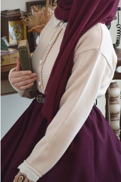 Bebe Yakalı Triko Hırka Pudra Pembe