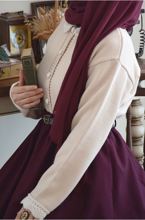 Bebe Yakalı Triko Hırka Pudra Pembe