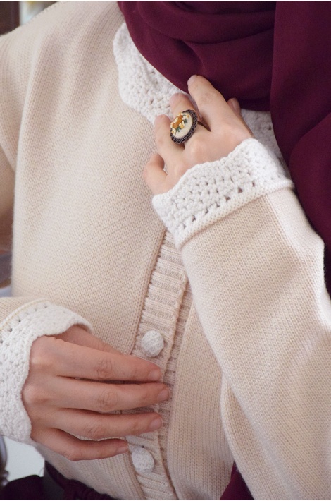 Bebe Yakalı Triko Hırka Pudra Pembe