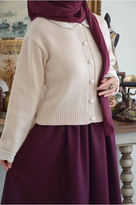 Bebe Yakalı Triko Hırka Pudra Pembe