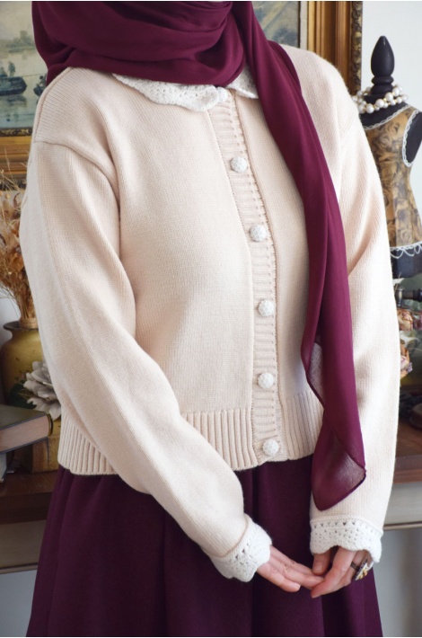 Bebe Yakalı Triko Hırka Pudra Pembe