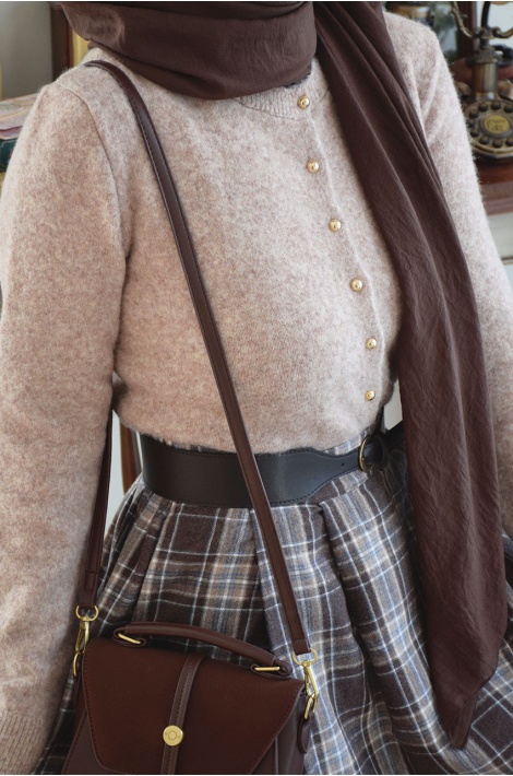 Minik Gold Düğmeli Yünlü Hırka Bej