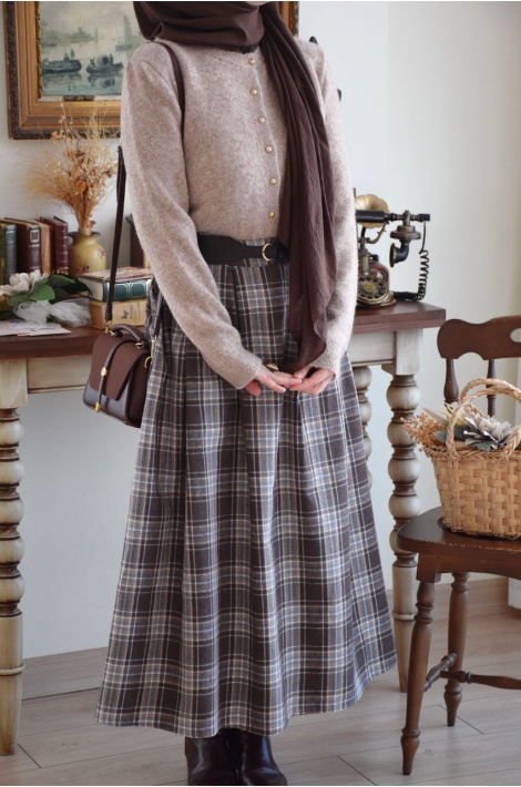 Minik Gold Düğmeli Yünlü Hırka Bej