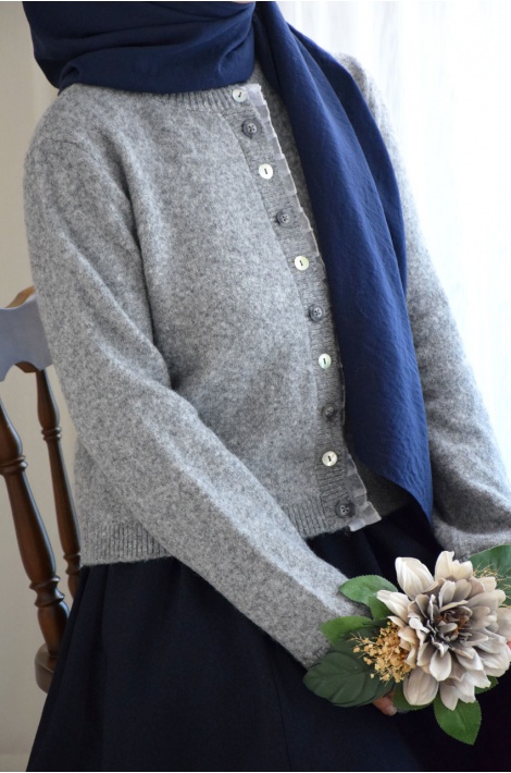 Fırfır Detaylı Yumoş Hırka Gri