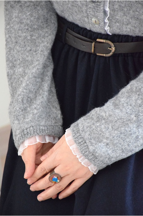 Fırfır Detaylı Yumoş Hırka Gri