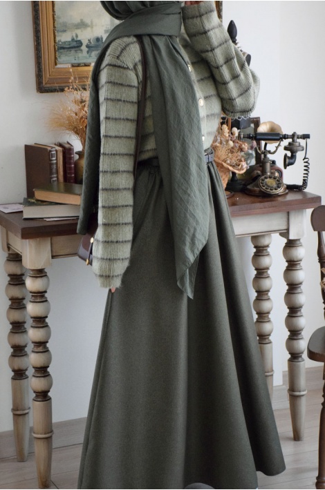 Kemerli Yün Etek Yeşil